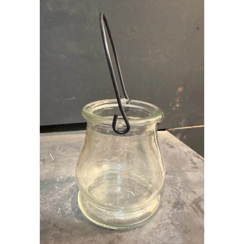 Glass Candle Holder Lantern Jar Metal‎ Handle Farmhouse Rustic Decor